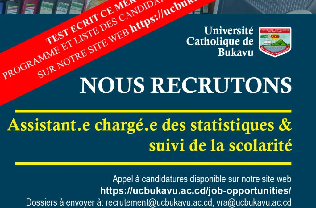 Assistant in charge of Statistics and Schooling Follow-up: selected candidates for the test.