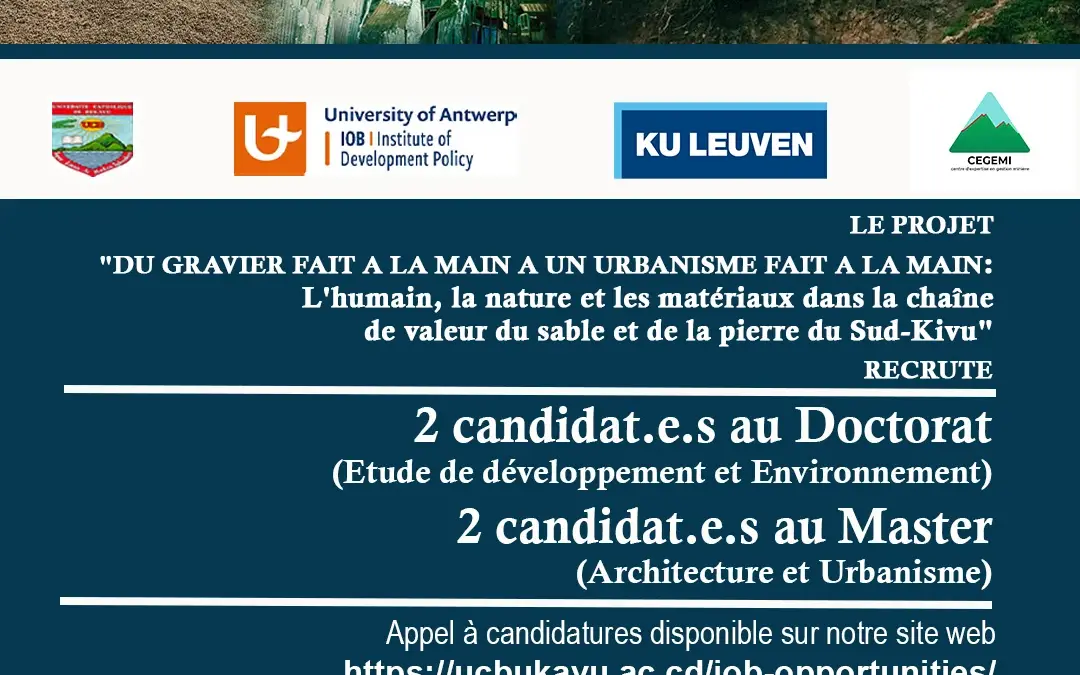 Recrutement de deux candidat(e)s au Doctorat et deux candidat(e)s au Master