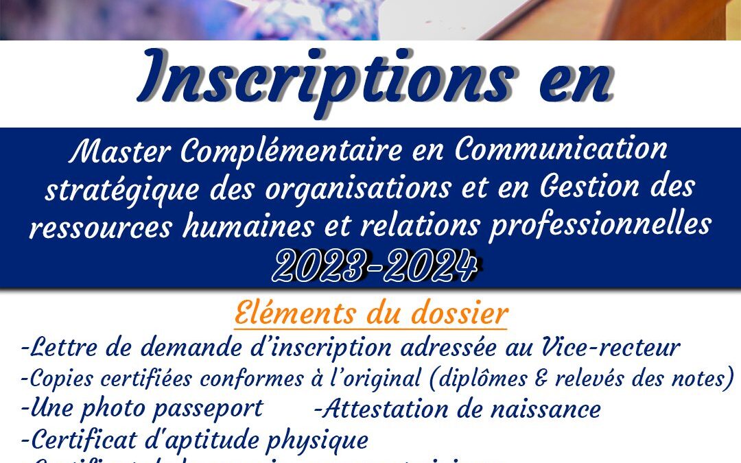 Master complémentaire en Communication stratégique des organisations et en GRH et relations professionnelles.